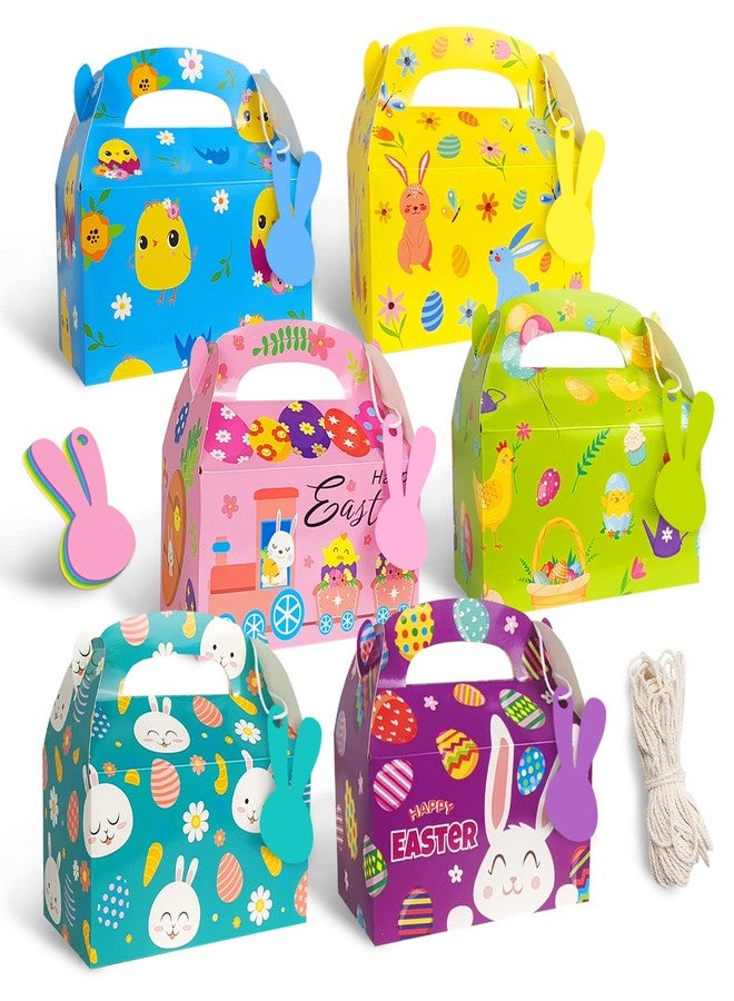 KiDEPOCH 24 Pcs Easter Treat Boxes Easter Cardboard Boxes Funny Gift Boxes with Rabbit Tags & Rope for Candy Snacks Cookie Small Gifts - Image 1