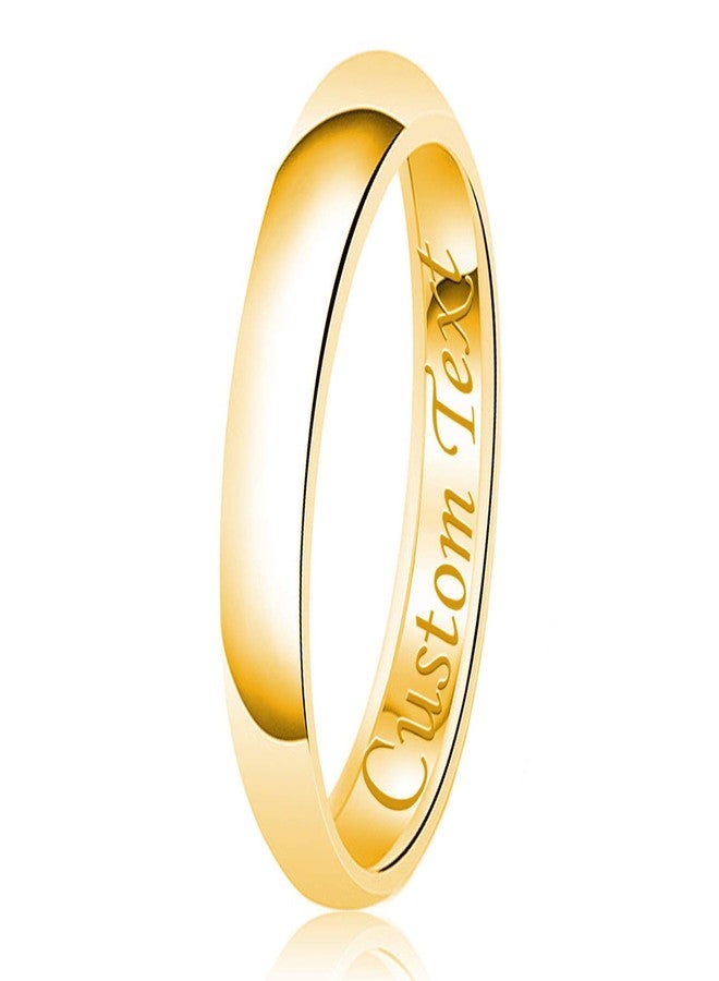 Tioneer 5mm Stainless Steel 316L Classic Plain Wedding Band Ring | High Polished | Personalize Engravings | Jewelry Box (Gold, 9.5) - Image 2