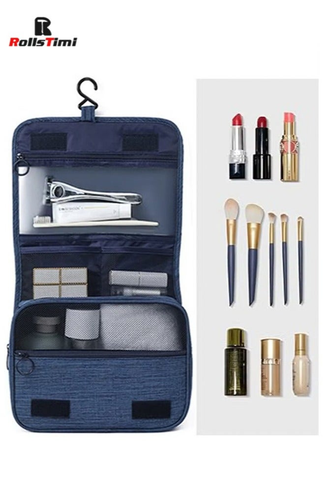 RollsTimi  Hanging Travel Toiletry Bag for Men and Women, Large Capacity, Storage Bag with Hanging Hook, Waterproof and Multifunctional Cosmetics Organizer, Blue - Image 3