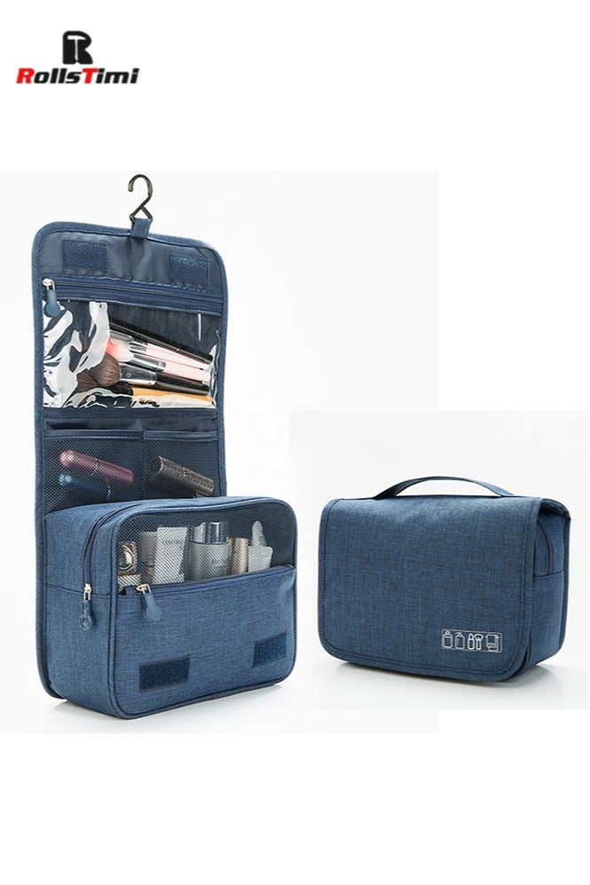 RollsTimi  Hanging Travel Toiletry Bag for Men and Women, Large Capacity, Storage Bag with Hanging Hook, Waterproof and Multifunctional Cosmetics Organizer, Blue - Image 1