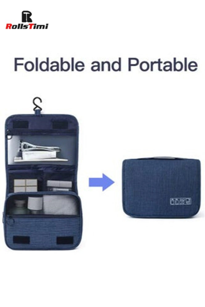 RollsTimi  Hanging Travel Toiletry Bag for Men and Women, Large Capacity, Storage Bag with Hanging Hook, Waterproof and Multifunctional Cosmetics Organizer, Blue - Image 4