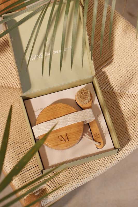 c s m CSM Dry Brushing Body Brush Set- Natural Bristle Body Brush, Exfoliating Face Brush for Soft Skin: Kit contains 1 Dry Brush for Face + 1 Body Brush for Lymphatic Drainage, Cellulite, and Circulation - Image 3