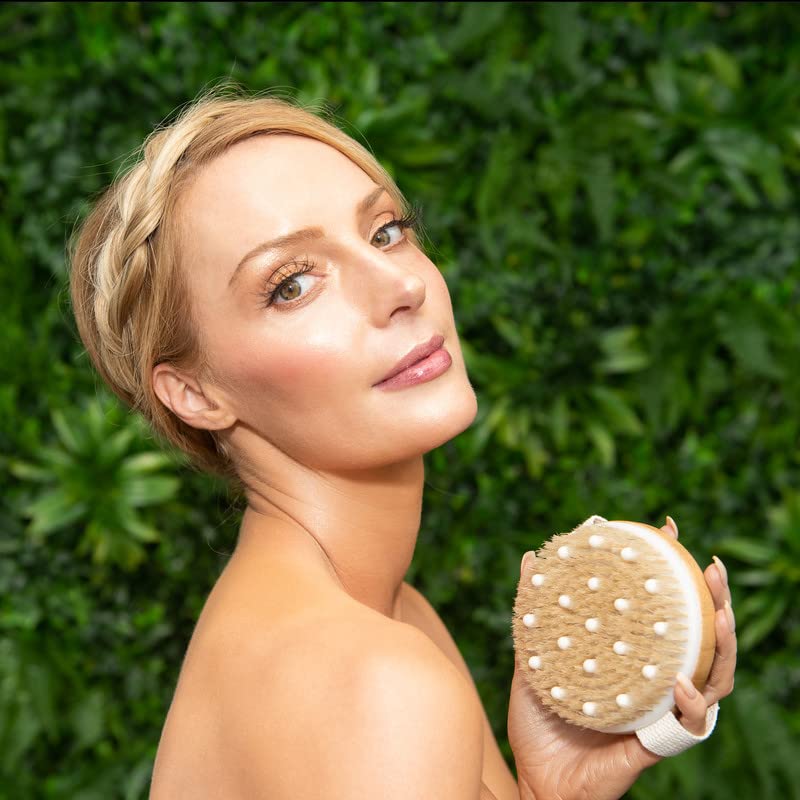 c s m CSM Dry Brushing Body Brush Set- Natural Bristle Body Brush, Exfoliating Face Brush for Soft Skin: Kit contains 1 Dry Brush for Face + 1 Body Brush for Lymphatic Drainage, Cellulite, and Circulation - Image 5