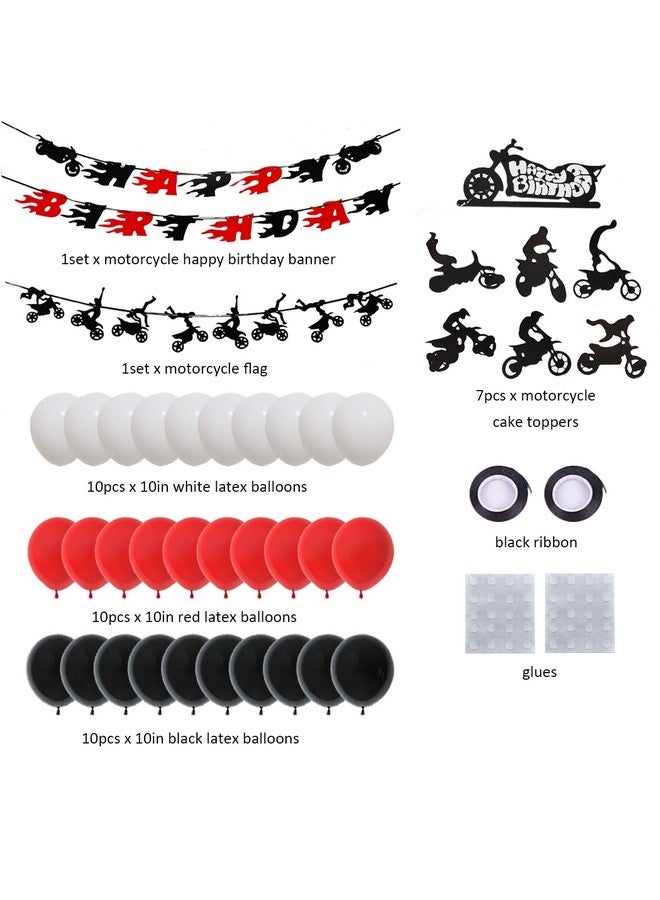 Finypa 60 Pieces Dirt Bike Party Decoration Supplies - Banner, Cake Cupcake Topper for Motocross Themed Birthday - Man or Boy Riding Room Wall Decoration Motorcycle - Image 2