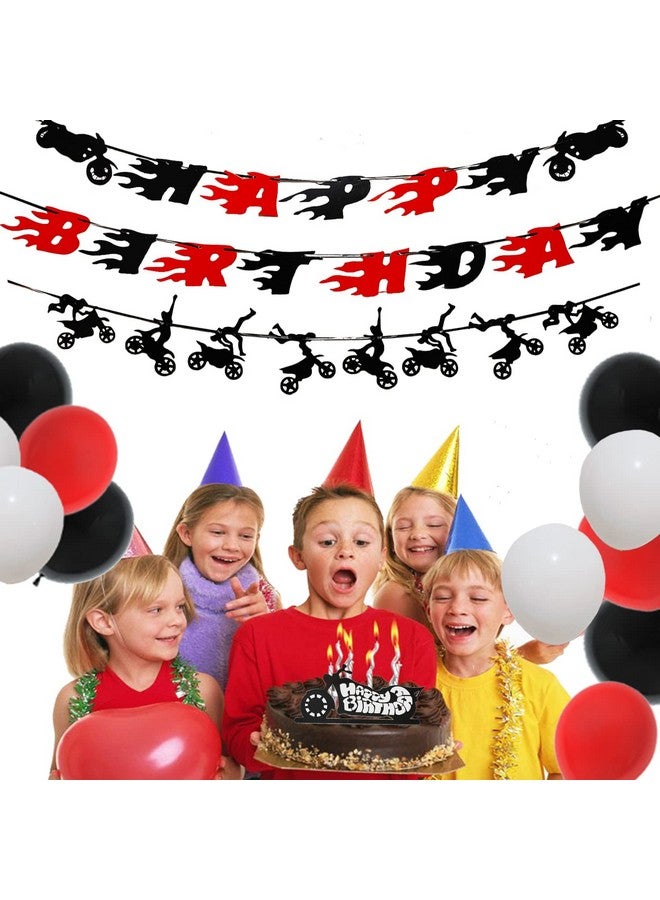Finypa 60 Pieces Dirt Bike Party Decoration Supplies - Banner, Cake Cupcake Topper for Motocross Themed Birthday - Man or Boy Riding Room Wall Decoration Motorcycle - Image 4