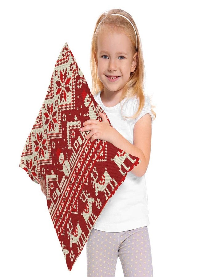 Moslion Snow Pillows Decorative Throw Pillow Cover Case Christmas Snowflake Triangle Snowman Moose Reindeer Pillow Case 18x18 Inch Cotton Linen Square Cushion Cover Happy Father's Day Sofa Bedroom Red - Image 3