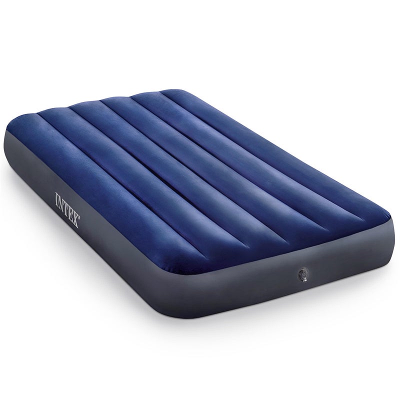 Intex 75 x 39 x 10 Inch Dura-Beam Fiber-Tech Vinyl Standard Downy Air Mattress with Plush Top and 2-in-1 Valve, Twin (Pump Not Included) - Image 1
