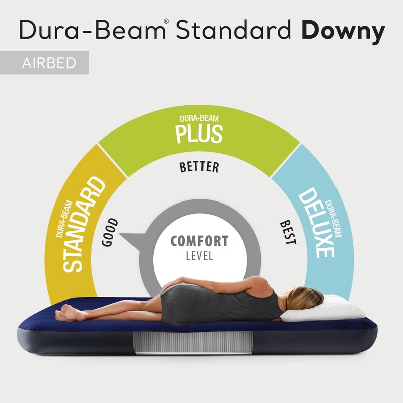 Intex 75 x 39 x 10 Inch Dura-Beam Fiber-Tech Vinyl Standard Downy Air Mattress with Plush Top and 2-in-1 Valve, Twin (Pump Not Included) - Image 2