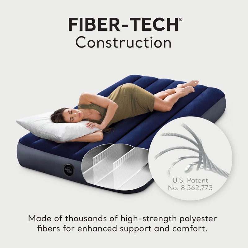 Intex 75 x 39 x 10 Inch Dura-Beam Fiber-Tech Vinyl Standard Downy Air Mattress with Plush Top and 2-in-1 Valve, Twin (Pump Not Included) - Image 5