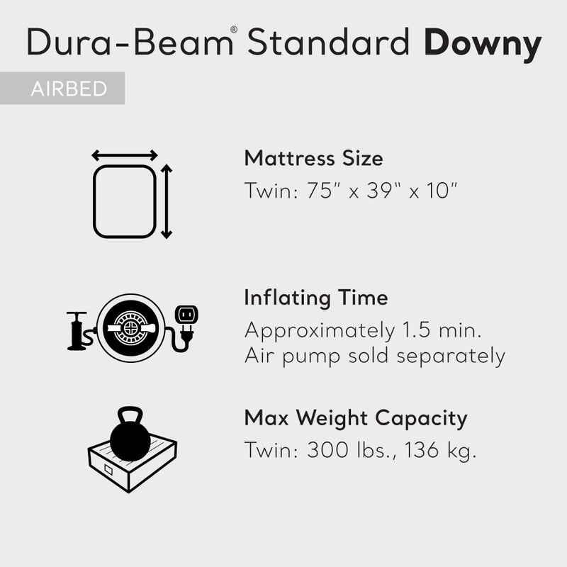 Intex 75 x 39 x 10 Inch Dura-Beam Fiber-Tech Vinyl Standard Downy Air Mattress with Plush Top and 2-in-1 Valve, Twin (Pump Not Included) - Image 3