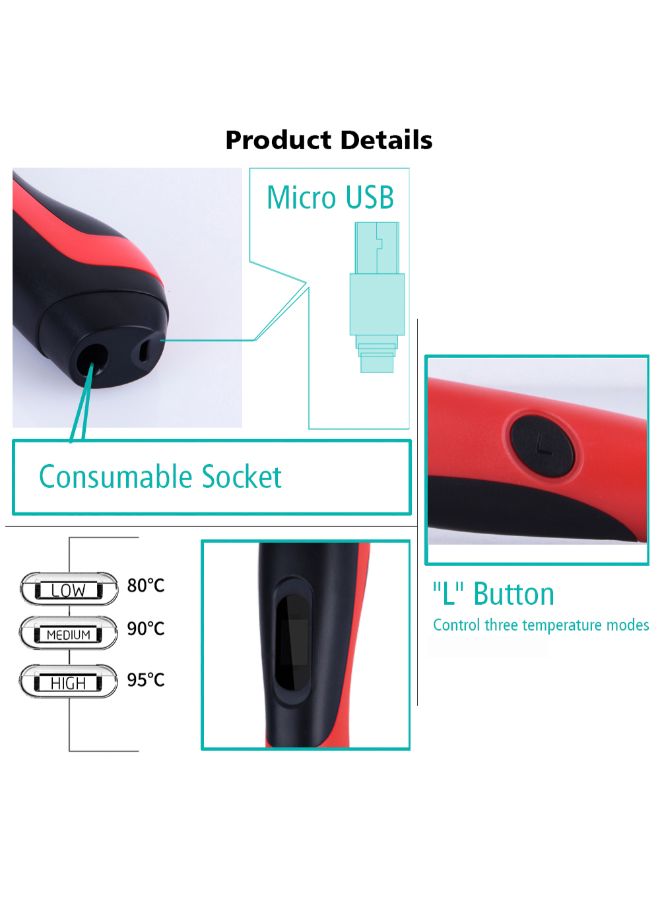NIBEMINENT Intelligent 3D Printing Pen With LCD Screen Display And PCL Filament Refills White - Image 4
