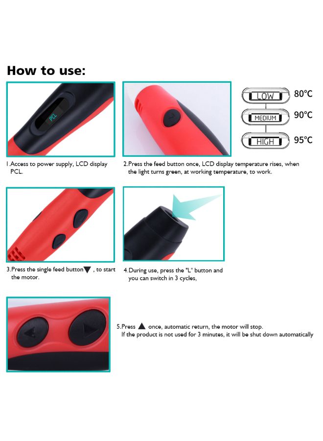NIBEMINENT Intelligent 3D Printing Pen With LCD Screen Display And PCL Filament Refills White - Image 3
