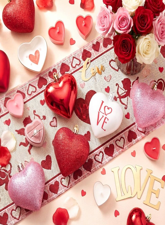 XmasExp Valentines Day Decor Heart Ornaments for Christmas Tree Decorations Set of 24 Pink Heart Shaped Bauble Perfect for Valentine's Day Wedding Anniversaries and Party Supplies - Image 3