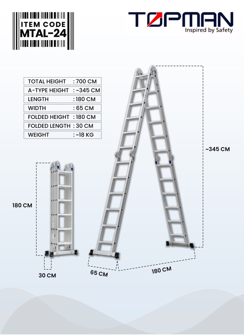 TOPMAN - Multi Task Aluminium Ladder 4x6 24 Steps - Image 1