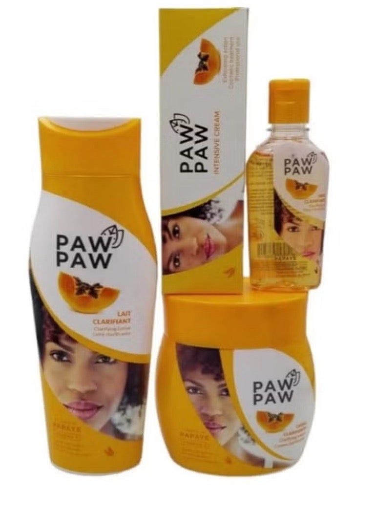 باو باو مجموعة تنقية الجسم بخلاصة البابايا و فيتامين هـ لوشن 500مل كريم 300مل كريم مكثف 50مل زيت 60مل