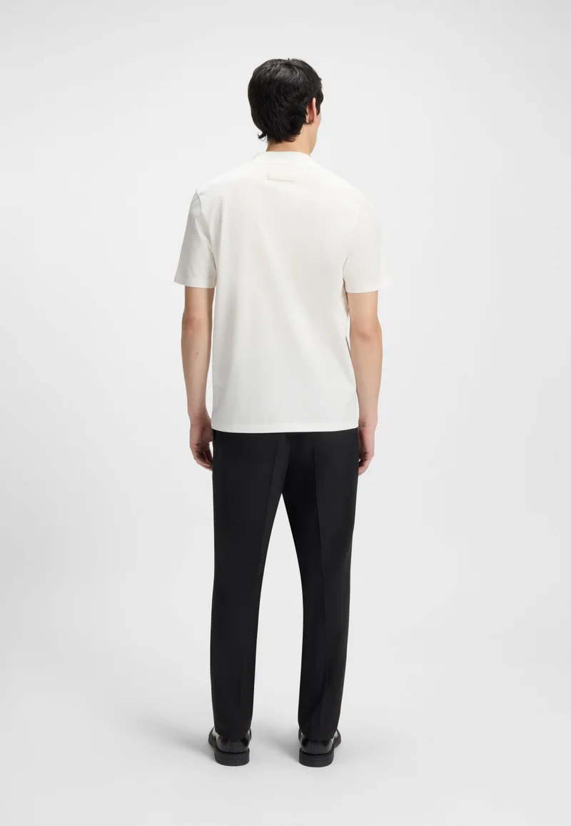 HUGO Slim-fit T-shirt in stretch cotton with stand collar