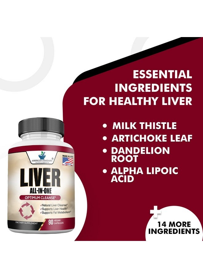 American Standard Supplements تنظيف الكبد مكملات إزالة السموم دعم الكبد إزالة سموم الكبد صحة الكبد حليب الشوك سيليمارين خرشوف هندباء كركم كولين ألفا ليبويك أسيد فلفل أسود - Image 5