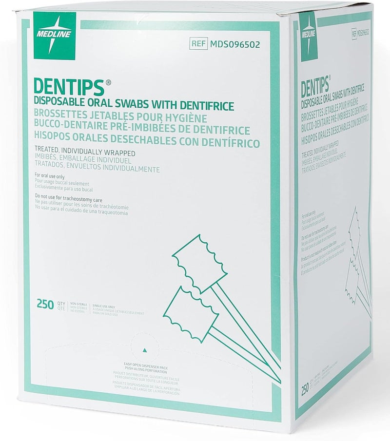 Medline Dentips Mint Treated Oral Care Swabs, 250 Count - Image 3