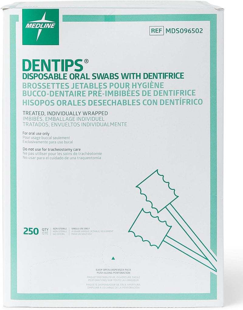 Medline Dentips Mint Treated Oral Care Swabs, 250 Count - Image 4