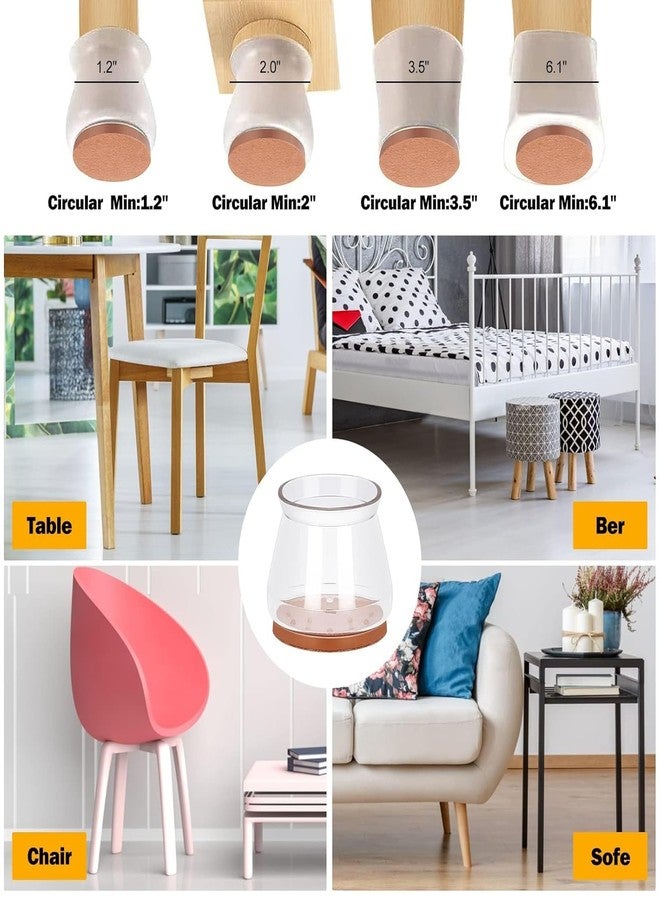ANOXA Silicone Chair Leg Caps | Furniture Leg Protectors for Floor | Anti-Slip Chair Table Foot Covers to Prevent Scratches & Noise | Flexible Rubber Pads for Wood Floors (Clear, Large)(4 PCS) - Image 2