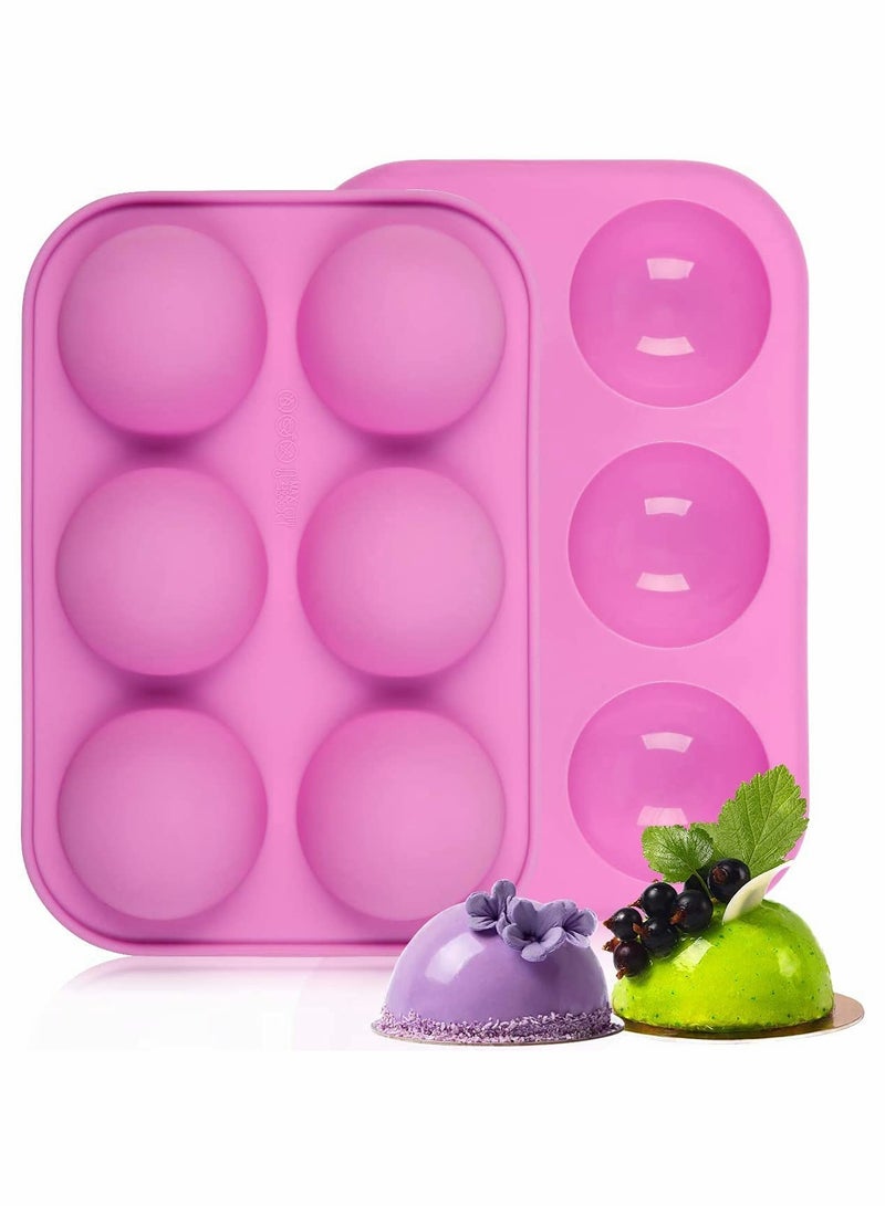 KASTWAVE 2Pcs Silicone Molds for Baking, Mini Candy & Chocolate Making Tools, 6 Holes Semi Sphere Baking Mold for Making Hot Chocolate Bomb, Cake, Muffin, Candy, Pudding - Image 1
