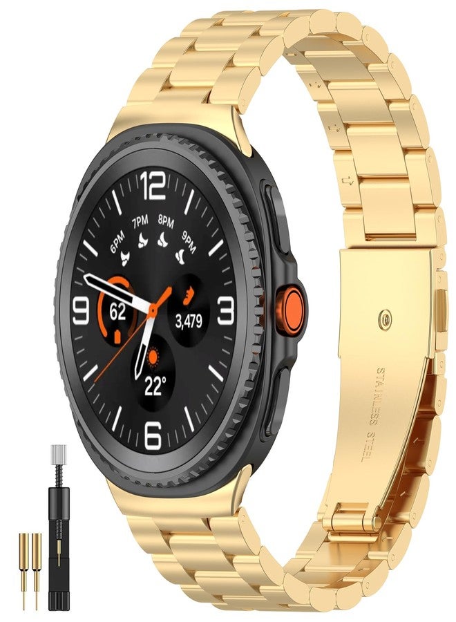 NINKI Stainless Steel Strap for Samsung Galaxy Watch 8 Classic Band 46MM & Galaxy Watch 8 Strap 40MM /44MM 2025,Metal Galaxy 8 44mm Watch Band Bangle for Samsung Watch 8 Classic Bands Men Womens Gold - Image 1