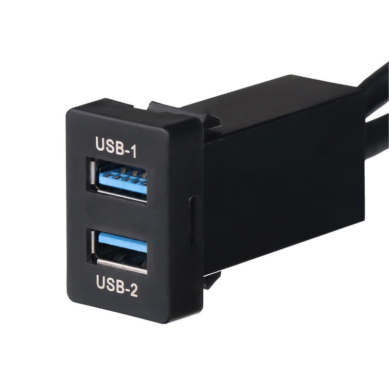 Timloon Dual USB 3.0 Car Dash Flush Mount Extension Cable Length 3.3FT 1M for Toyota, Size 1.3"x0.86"x 2.15"(Type A) - Image 1