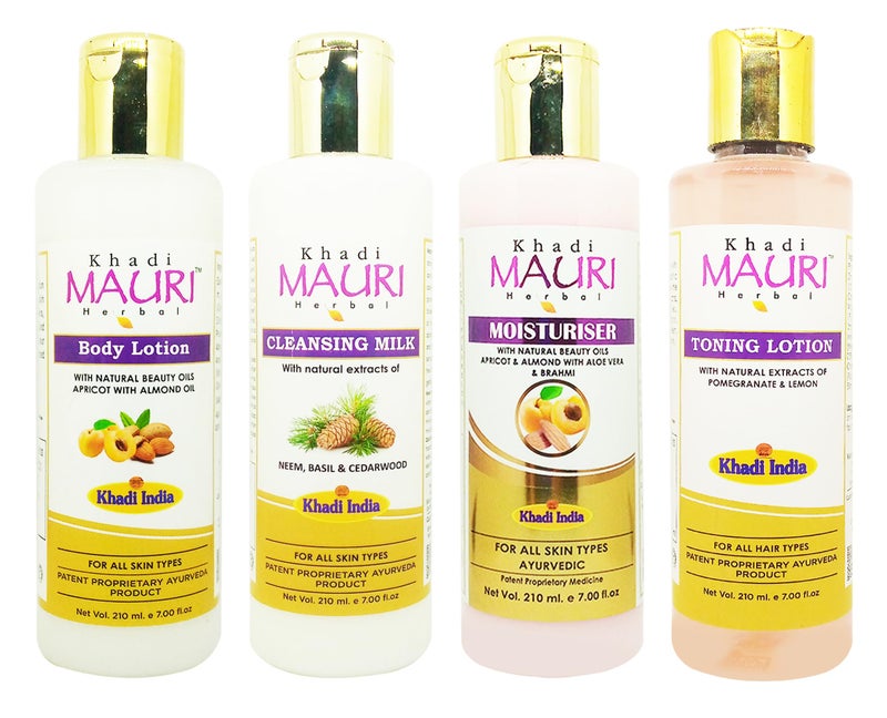 Khadi Mauri Body Lotion, Toning Lotion, Cleansing Lotion And Moisturiser (840 ml)