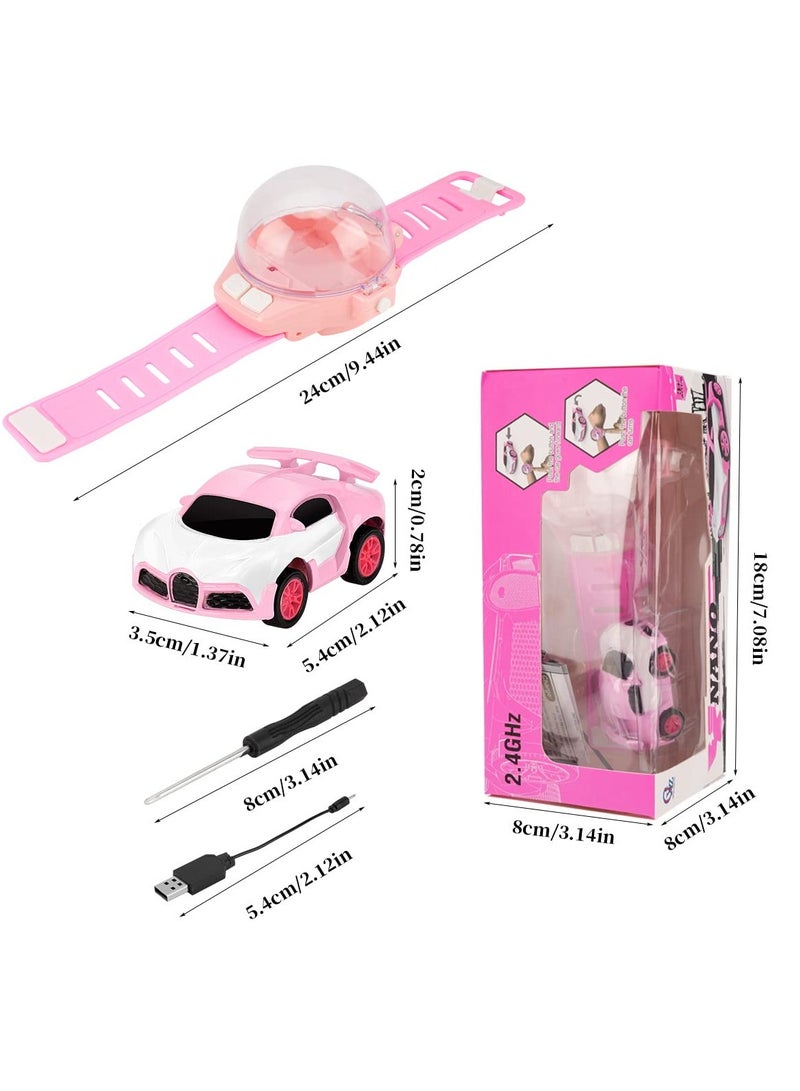 SYOSI New Mini Remote Control Car Watch Toys with LED Light, 2.4GHz Watch Remote Control Car, Gift for Boys Girls Birthday (Pink) - Image 5