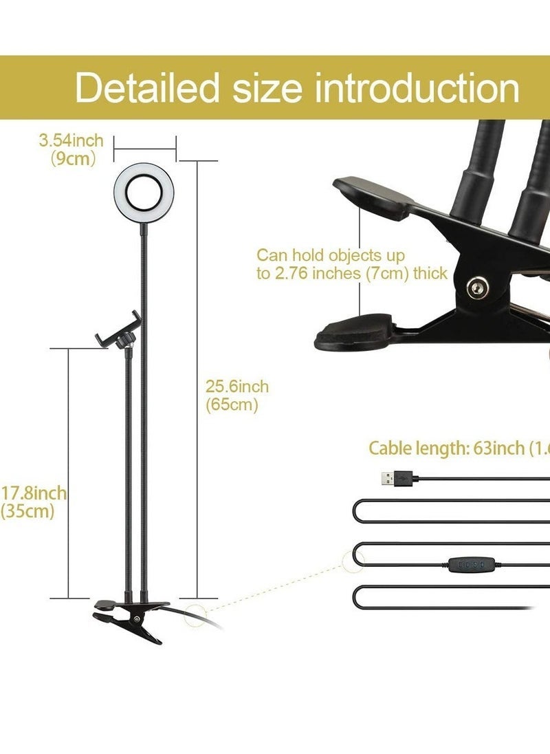 JAJEEK Selfie Ring Light with Cell Phone Holder Stand – 10” LED Camera Light with Lazy Bracket for Video/Photography, Desk Lamp for Bedroom, Office, Kitchen – 3 Lighting Modes & 10 Brightness Levels​ - Image 5