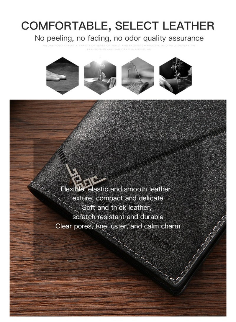 جيانغ بي أو محفظة رجالية طويلة - حقيبة كلاتش عمل من جلد البولي يوريثان الناعم مع فتحات متعددة للبطاقات، محفظة يدوية كبيرة السعة، محفظة منظمة أنيقة بسحاب - Image 5