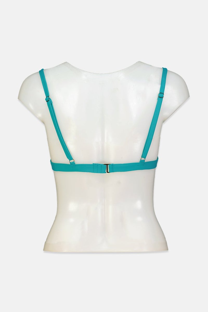 women'secret Women Textured Bikini Top, Teal - Image 2