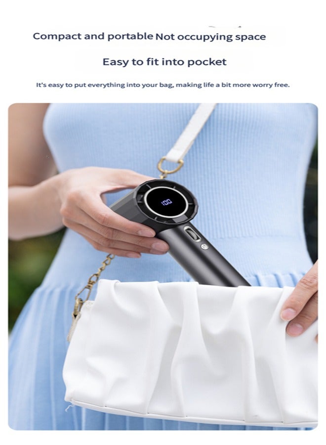 ميكسد مروحة محمولة عالية السرعة ب 100 سرعة USB صغيرة محمولة شحن توربو مروحة صغيرة عرض رقمي مروحة سطح المكتب وردي - Image 4