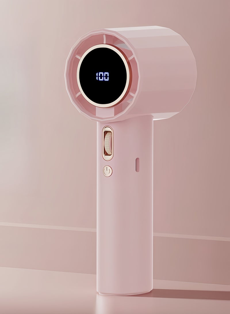 ميكسد مروحة محمولة عالية السرعة ب 100 سرعة USB صغيرة محمولة شحن توربو مروحة صغيرة عرض رقمي مروحة سطح المكتب وردي - Image 1