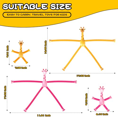 CHESLICR Giraffe Sensory Toys 4Pcs Christmas Stocking Stuffer Gift for Toddler Girls Year Old Ages 2 3 4 5 6 7 8, Suction Autism Toy Pop Tube Fidget Toys Autistic Travel Toys Easter Basket Valentine for Kids - Image 2