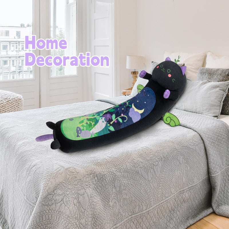 Mewaii Long Cat Plush 5 Sizes, 120% Extra Filling Giant Plushness Kids Body Pillow, Kawaii Cute Black Cat Stuffed Animals Plushies, Big Long Body Pillow Black Cat Plush Gift for Girls 53â€ - Image 4