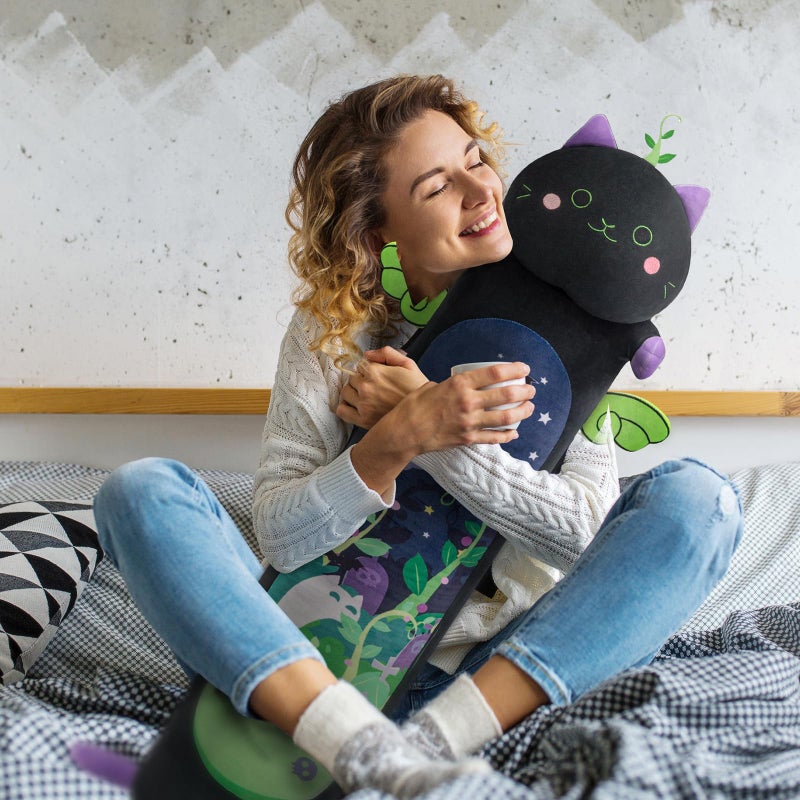 Mewaii Long Cat Plush 5 Sizes, 120% Extra Filling Giant Plushness Kids Body Pillow, Kawaii Cute Black Cat Stuffed Animals Plushies, Big Long Body Pillow Black Cat Plush Gift for Girls 53â€ - Image 3