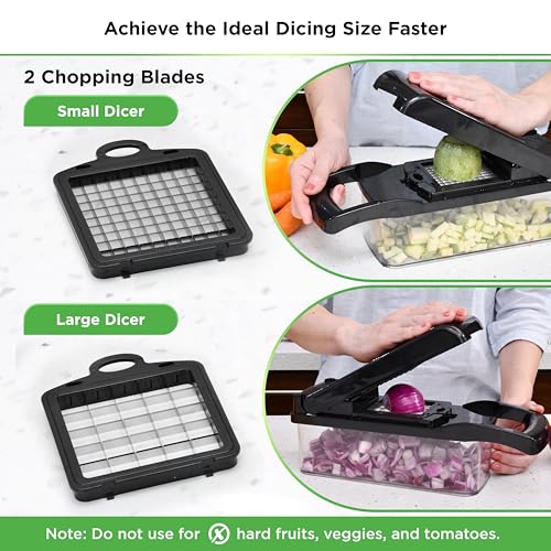 Prep Naturals PrepNaturals Vegetable Chopper with Container, Veggie Chopper, Food Chopper & Onion Chopper - Mandoline Slicer for Kitchen (8 in 1, Black) - Image 3