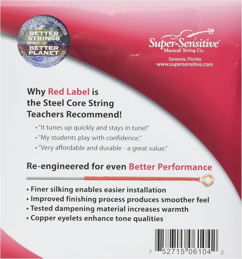 Super Sensitive 6104 Red Label Cello String Set, Medium, 1/2 Size - Image 2