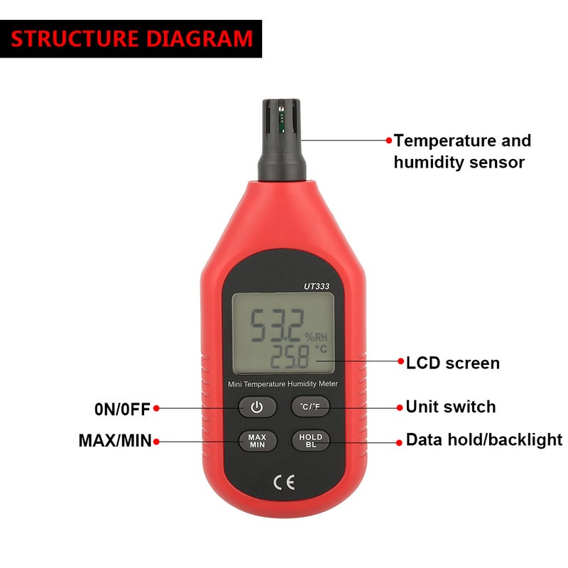 Uni T UT333 Mini LCD Digital Thermometer Air Temperature and Humidity Meter Sensor - Image 3