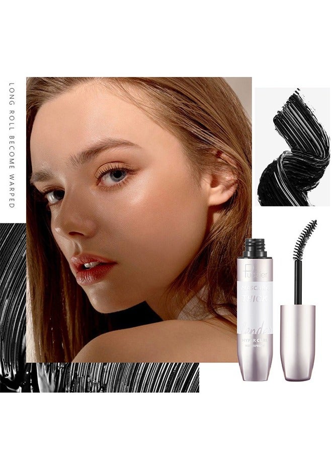 pudaier Volumizing Waterproof Mascara Natural Long-Lasting Waterproof Silicone Brush 4D Mascara  - Black - Image 3