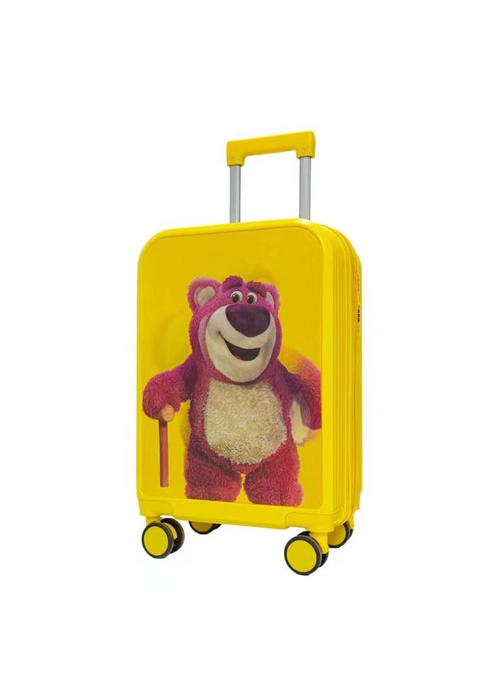 Golden Kids Luggage, 20 Inch Kids Lightweight 3D Trolley Bag, Suitcase with Cartoon Pattern, Travel Gift for Boys and Girls (Yellow) - Image 1
