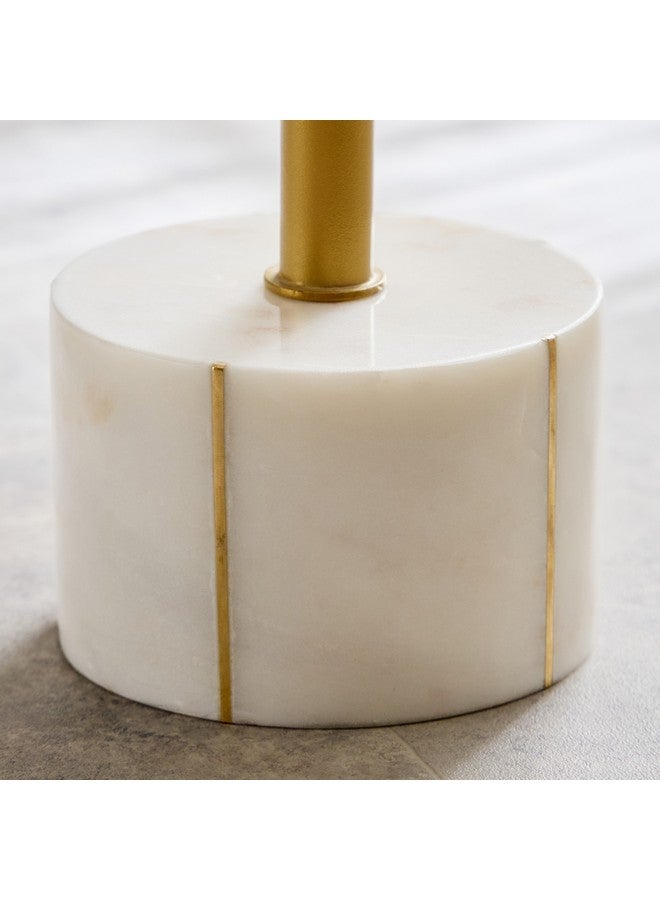 Home Box Carrara Genuine Marble with Brass Inlay Accent Table 45.5 x 58.5 x 45.5 cm  - Image 4