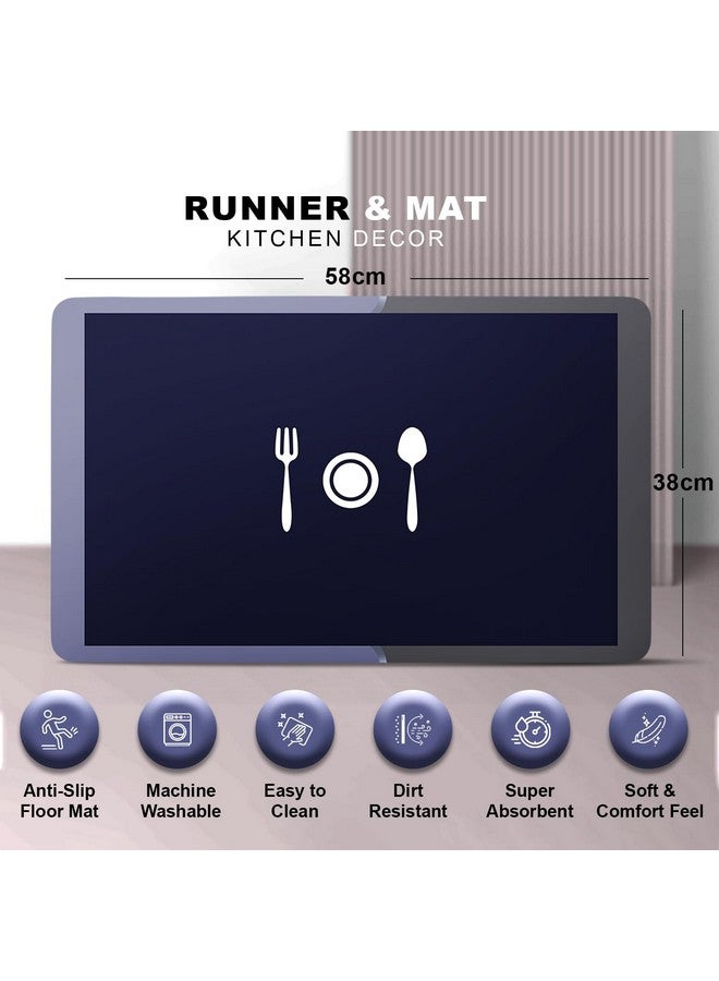 Status Contract Set of Runner & Mat Kitchen Decor | Anti-Skid Rubber Kitchen Floor Mat | Napa Skin Super Absorbent Non Slip Mat - Floor Rug | Waterproof Kitchen Mat | (Grey) (RR-120x40,DM-38x58 CM) - Image 2