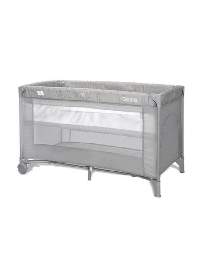 Lorelli Carina Travel Cot & Playpen – 2-Level Foldable Baby Bed with Mattress, Zipper Side Opening, and Wheels – Grey - Image 1