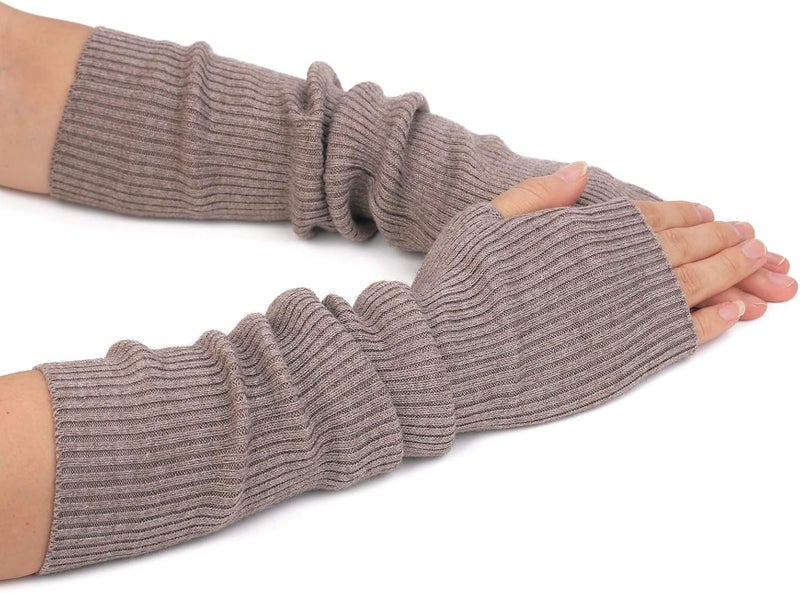 F Flammi Cashmere Blended Arm Warmer for Women Winter Fingerless Gloves Knit Mitten Gloves Wrist Warmer with Thumb Hole - Image 1