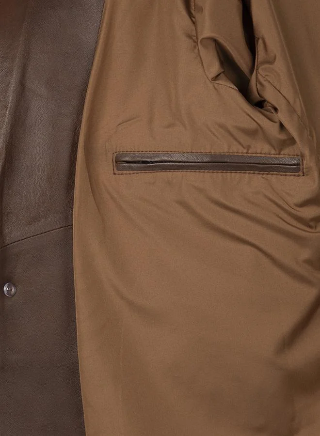 FELIX HARDY Genuine Leather Brown Blazer Jacket