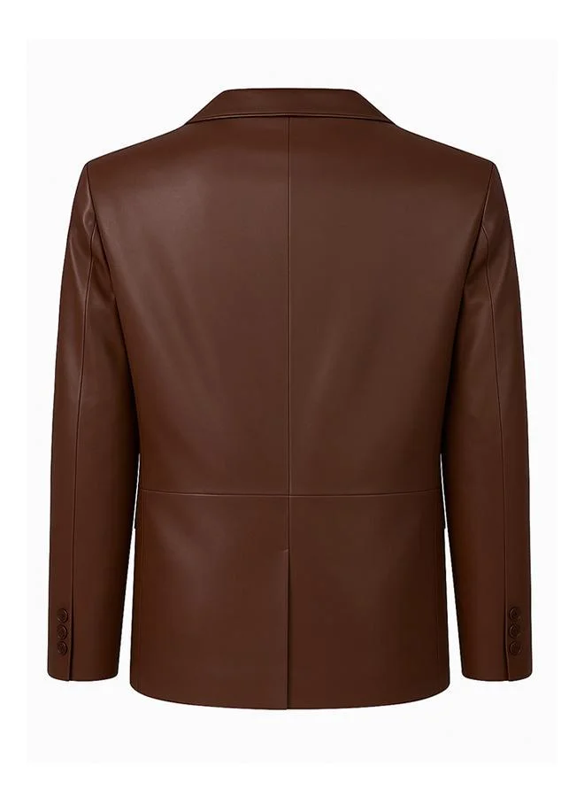 Felix Hardy Brown Genuine Leather Brown Blazer Jacket for Men | Best Price UAE
