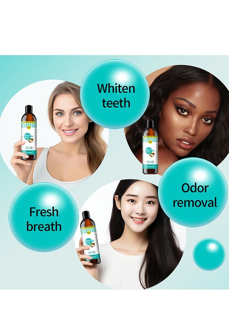 Protect - Pulling Oil With Coconut & Peppermint, Oil-Mouthwash for Oral Care-Teeth Whitening and Fresh Breath, Organic Essential Oils Mouthwash With Tongue Scraper Alcohol-Free, Treatment for Gum 237ml - Image 1