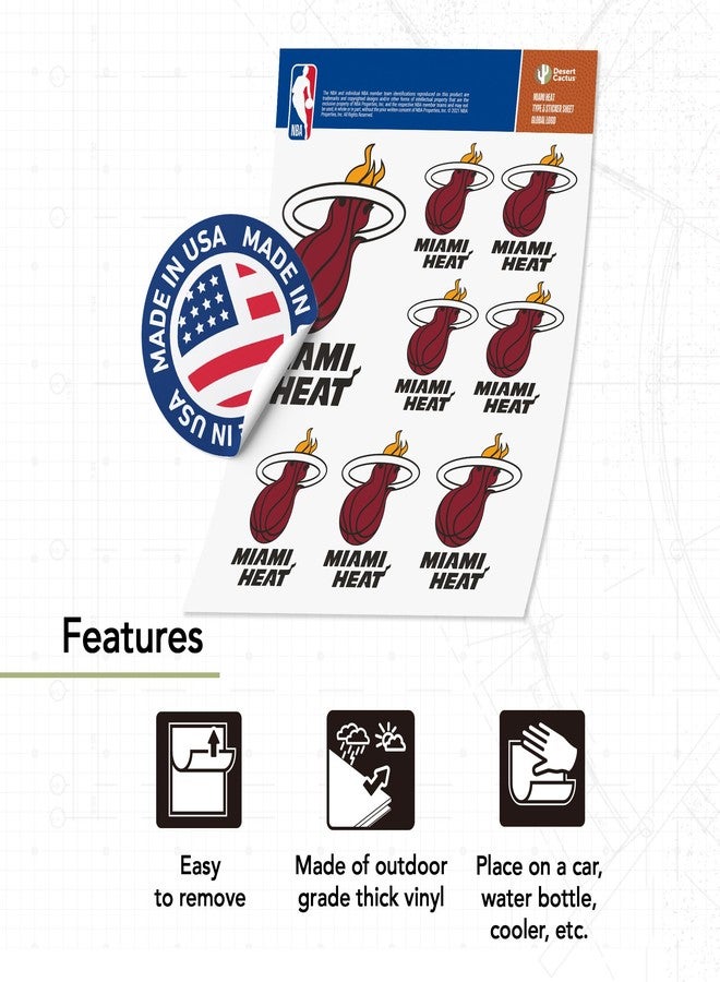 Desert Cactus Miami Heat NBA Officially Licensed Sticker Vinyl Decal Laptop Water Bottle Car Scrapbook (Type 3 Global) - Image 4